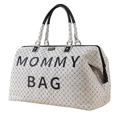 SUNVENO Large Mommy Hospital & Travel Diaper Bag Tote, Weekender Organizer Bag for Mom & Baby with Changing Pad, 2 Pouches & Luggage Sleeve - Image 1