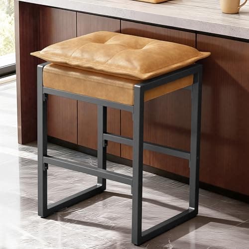 HOMVIMI Barstools with Double Cushion Comfortable Seating, Modern Bar Stools Set of 1 with Footrest, Counter Height Bar Chairs, Easy Assembly, for Kitchen Island, Bar, Counter(Brown) - Image 1