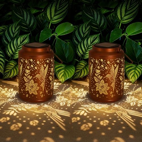 Gifts for Mom 2 Pack Solar Lights Outdoor Garden Decor for Outside, Hummingbird Solar Lantern Outdoor Waetrproof for Outdoor Decor, Pathway, Yard, Patio Landscape Lighting
