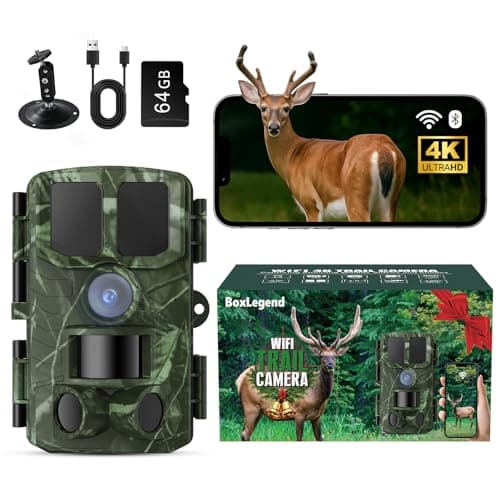 BoxLegend Trail Camera WiFi 4K 48MP with 64GB Memory Card Game Cameras with Night Vision Motion Activated Waterproof Trigger Speed Wide Angle for Outdoor and Backyard - Image 1