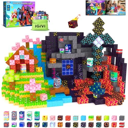 IGIVI 150PCS Magnetic Blocks - Build Mine Magnet World Set, Magnets Building Toys for Kids Ages 3-5 6-8 8-12, Supplies Birthday Party Gifts for 3+ Year Old Boys Girls, STEM Sensory Toys for Toddlers - Image 1