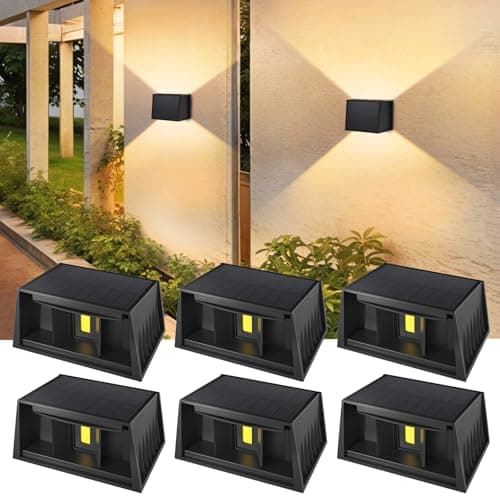 CORESLUX Solar Fence Lights Outdoor, Up and Down Outdoor Wall Lights, IP65 Waterproof Solar Fence Lights, Warm Outdoor Solar Lights for Backyard/Railing/Wall/Step/Patio, 6PCS - Image 1