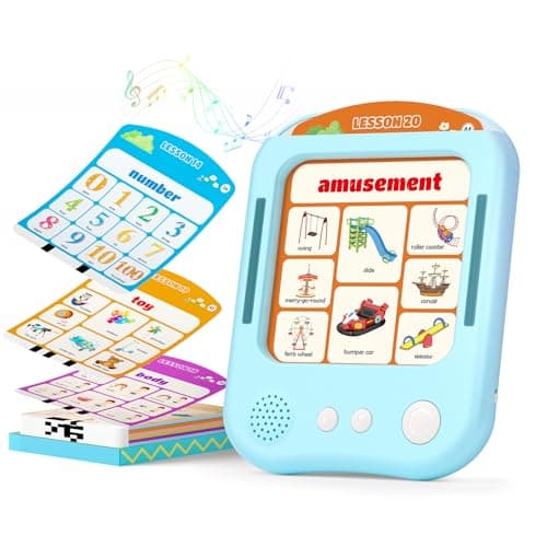 Interactive Educational Learning Tablet Toy for Kids,Screen-Free Phonics Learning Toy with 30 Flash Cards for Alphabets, Numbers, Words, Animals, Learn to Read for Boys Girls 3-5 Years Old, Blue - Image 1