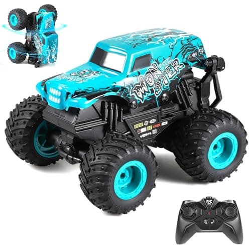 DYODYORC Remote Control Car, 2.4Ghz All Terrain Shark Monster Truck Toys, RC Truck with Music, 3 Lighting Effects, 360 Stunt Capable, 2 Batteries Ready to Run, Toy Gifts for Boys and Girls (Blue) - Image 1