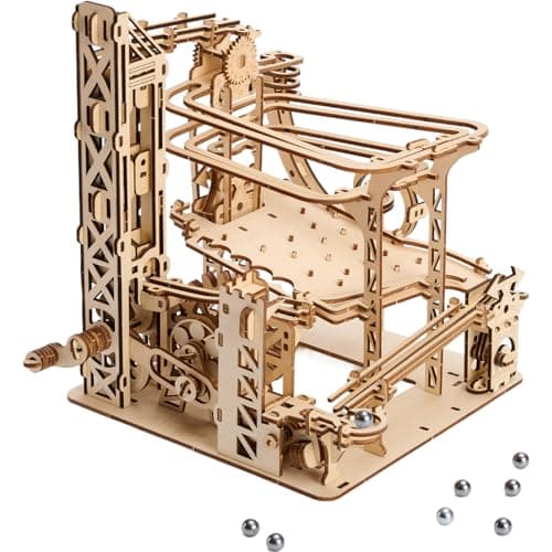 Uplike 3D Wooden Puzzles for Adults: 371pcs Wood Mechanical Marble Run Model Kits with Roller Coaster Building Set for Adults - 3D Brian Teaser Desk Toys Wooden Puzzles for Men Women Hobbies Gifts - Image 1