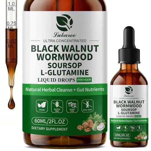 Lukaree (2 Pack) Wormwood Black Walnut Soursop Cleanse for Humans – with L-Glutamine Prebiotics & Zinc for Gut Health & Digestive Comfort – Mood, Immune & Energy Support – Vegan Gluten-Free - Image 1