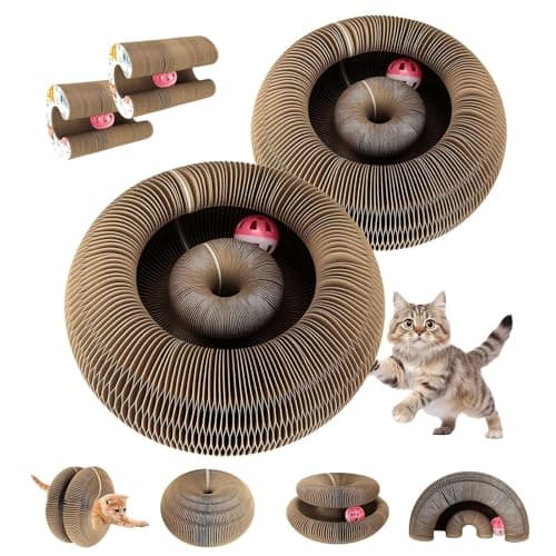 Cardboard Cat Toy, Flexible Magic Organ Cat Scratcher, Foldable & Reversible Cat Scratching Board Scratcher Pad, Interactive Cardboard Accordion Kitty Toy for Indoor Cats 2-Pack