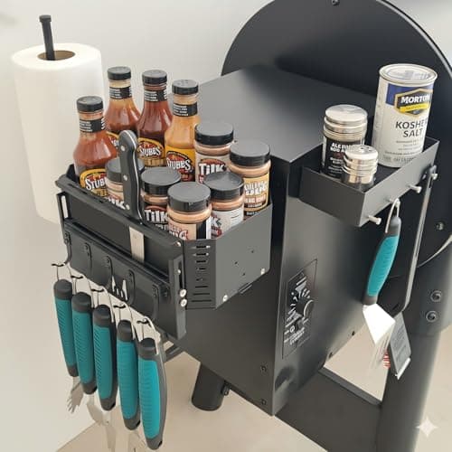 KU-koruo Storage Bin Organizer for Traeger Smoker Grill Accessories with Paper Towel Holder for Traeger Ironwood 650/885, Pro 575/780/34/22, Pit Boss & Z-Grills, Pellet Smoker Grill Accessories - Image 1