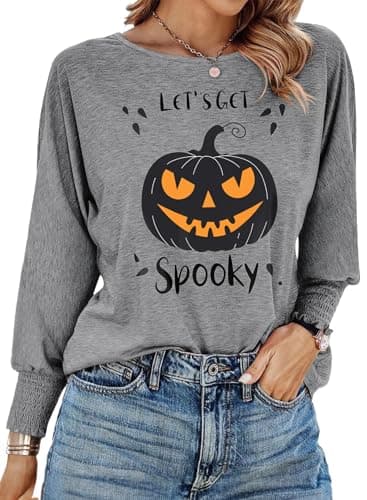 Dokotoo Womens Fall Clothes Halloween Shirts Womens Tops 2026 Crewneck Long Sleeve T Shirts Halloween Spooky Season Blouses - Image 1