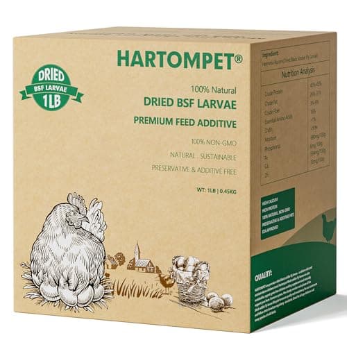 HARTOMPET 1LB Non-GMO Dried Black Soldier Fly Larvae for Chickens, Superior Calcium Boost, Better Than Dried Mealworms, Poultry Feed Ideal for Molting & Laying Hens, Wild Birds, Ducks | Top Grade BSF