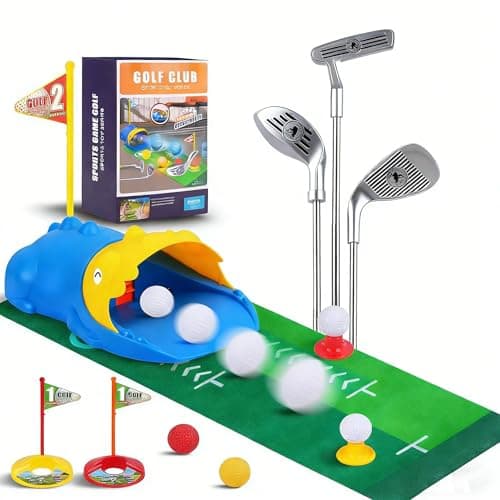 PINKPEACH Toddler Golf Set, 3-8 Kids Set with Automatic Ball Return, Mat, Glow Balls, Balls, 3 Clubs & Tees, Indoor & Outdoor Sports Game Toys for 3 4 5 6 7 8 Years Old Boys Girls - Image 1