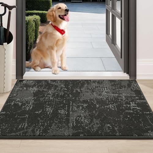 BEQHAUSE Dirt Trapper Door Mat 24" x 36", Non-Slip Doormats Washable Entryway Rugs, Stain Resistant Dog Door Mats Absorbent Welcome Floor Mat for Front Back Door, Mud Wet Shoes & Paws, Dark Grey