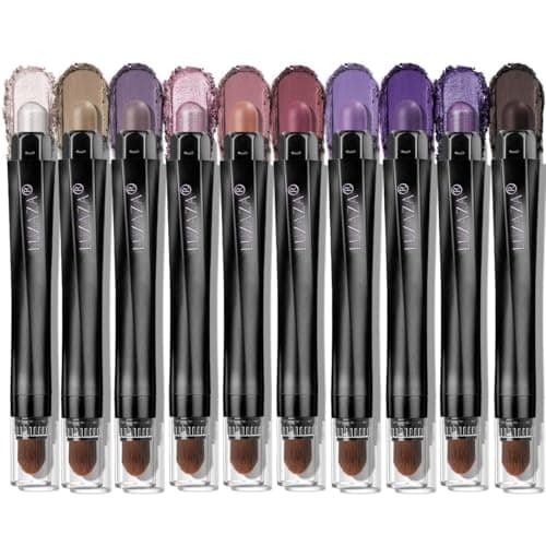 LUXAZA 10PCS Eyeshadow Stick Set,Pro Longwear Purple Cream Eye Shadow Brightener Pencil Crayon Makeup Sticks-Grape Glam - Image 1