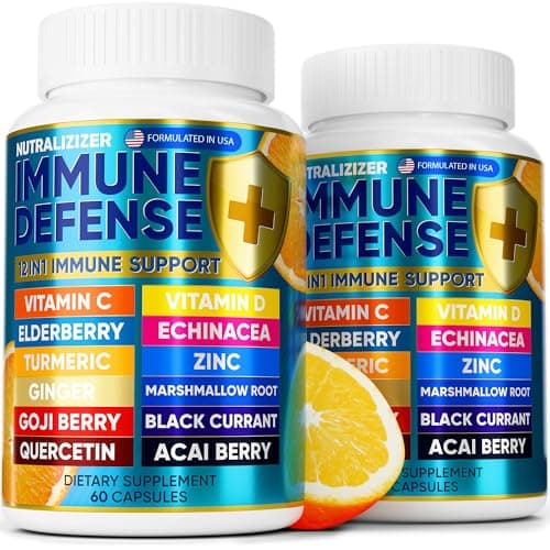 12 in 1 Immune Support Supplement - Immune Defense Vitamins w/VIT D3, Vitamin С, Zinс, Echinacea, Elderberry, Ginger &More - Natural Immunity System Booster - Immune & Muscle Health 120cs - Image 1