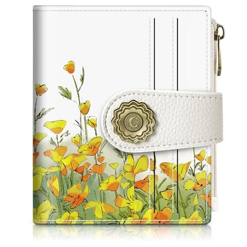 Chelmon Golden Sunrise Small Wallet Woman RFID Blocking, PU Leather Bifold Credit Card Ladies Wallets with ID Window, Cute Zipper Coin Pocket Purse for Girls - Image 1