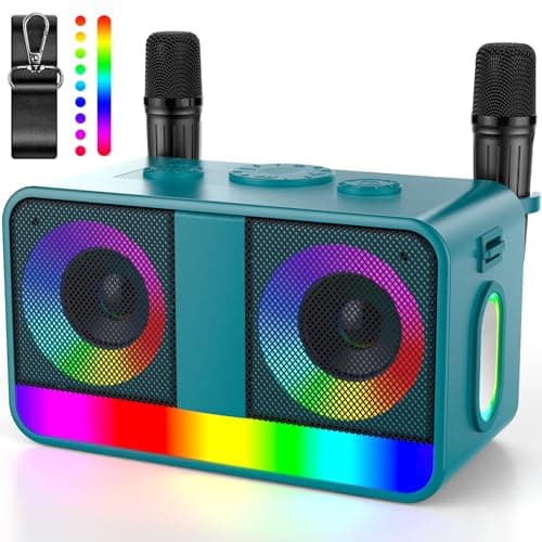 RayangSound Karaoke Machine,Real 35W Portable Speaker,8H Long Time, 2Rechargeable Wireless Microphones,LED,Karaoke Machine for Adults & Kids,BT/FM/USB/TF/AUX,for Home Party/Outdoors(CHJ171-LightGreen) - Image 1