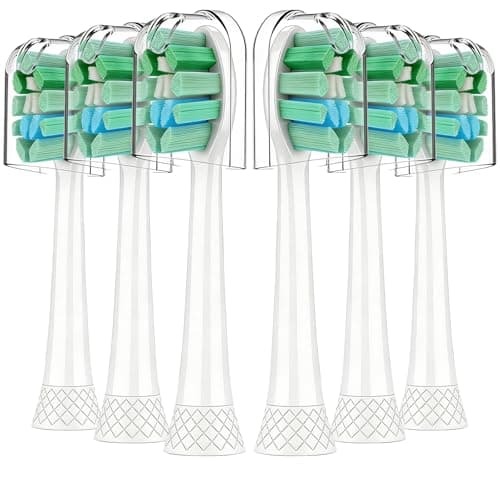 Toothbrush Replacement Heads, Compatible with Philips Sonicare C1 & C2 Electric Toothbrushes, Soft Bristles, White, 6-Pack - Image 1