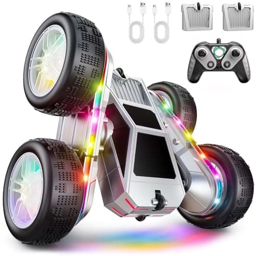 WayEee Remote Control Car for Boys 4-7, 360° Flips Rotating RC Stunt Car with Type-C Charging and LED Lights Strips, 2.4 GHZ Double Sided All Terrain 4WD RC Cars for Girl Boys Christmas Birthday Gift - Image 1