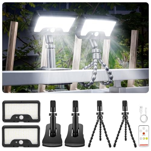 2 Pack Clip On Solar Lights Outdoor with Octopus Tripod, 3 Color Temps & Remote Control, Motion Sensor Fence Lights Solar Powered, IP65 Waterproof Security Light for Outside, Deck, Gutter, Camping - Image 1