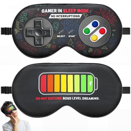 BeeVines 2 Pcs 100% Mulberry Silk Sleep Mask, Game Themed Eye Mask for Kids & Adults, Soft Skin-Friendly Blackout Eye Cover with Adjustable Strap, Lightweight Silk Eye Mask for Travel Sleep