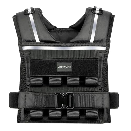 35lb/45lb Weighted Vest Men , Adjustable Rucking Vests for Walking with Reflective Stripe, 1.2" Ultra Thick Shoulder Padding Strength Training Workout Vest for Running GYM Home, Detachable Iron Weights - Image 1
