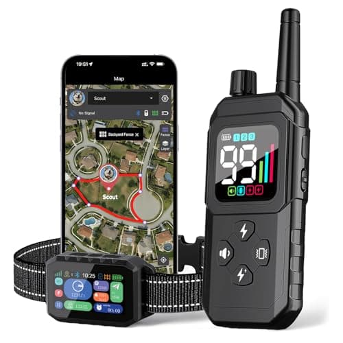 RAINLEOTI GPS Wireless Dog Fence – Free App Control, Custom GPS Boundary, Beep/Vibration/Static Modes, IP67 Waterproof, Long Battery Life, for Dogs 10–120 lbs, Black - Image 1