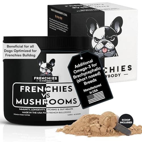 Mushroom Supplement for Dogs – Turkey Tail Mushroom for Dog Immune Support, Digestion, Allergies & Longevity with Omega3 & Turmeric | for Dogs Lumps and Bumps | French Bulldog Optimized - Image 1
