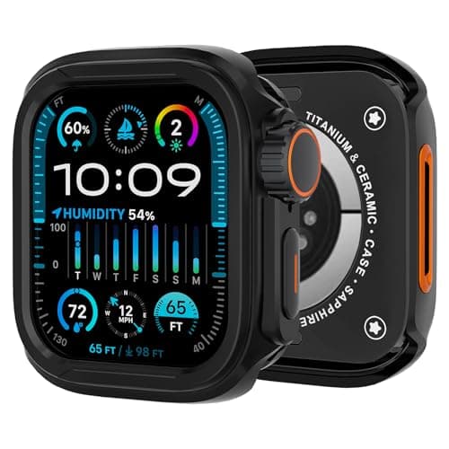 SDOCEBF 2 in 1 Metal Alloy Case for Apple Watch Series 11/10 42mm, Rugged Aluminum Bumper with Back Cover, Shockproof Protective Case for Gift-Ready, Black - Image 1