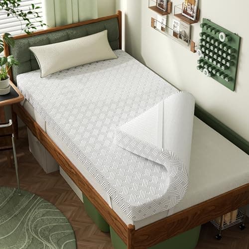Qocismile College Dorm Room Essentials Twin XL Mattress Topper,Gel Memory Foam Mattress Topper 3 inch Twin XL Size Bed Topper,High Density Mattress Pad,Bamboo Rayon Cover Removable,Non-Slip Zipper - Image 1