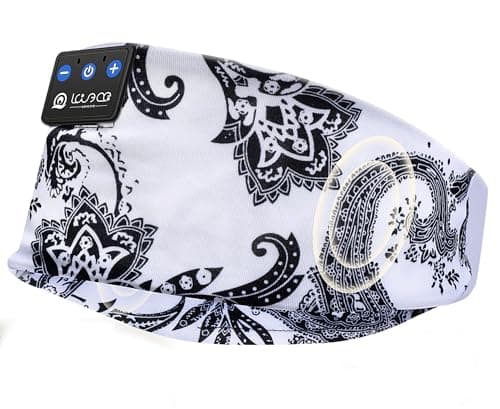 LOVE EYE Sleep Headphones Wireless Headband Headphones Bluetooth 5.4 for Side Sleeper Bluetooth Headband Earphones for Sports for tech Gadgets Gifts (Flower White)