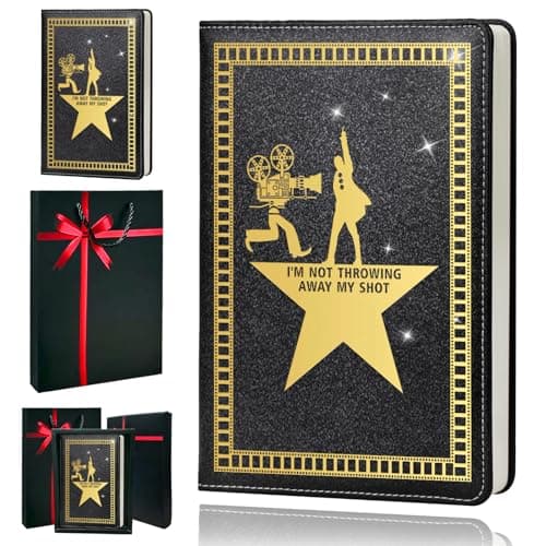 QDWXDEL Broadway A5 Hardcover Leather Journal for Women - 200 Pages Premium Paper Notebook, Theater Journal Notebook for School, Work (THROWING Black) - Image 1