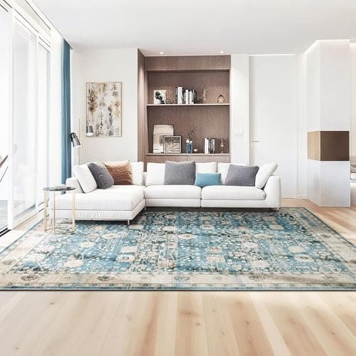 Voyantek 8x10 Area Rugs for Living Room,Ultra Soft Faux Wool Rugs for Bedroom,Dining Room,Non-Slip Backing Washable Rugs,Stain Resistant Home Decor Rug (Blue, 8' x 10') - Image 1