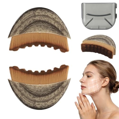 Lymphatic Contour Face Brush 2 Pack, Lymphatic Face Brush, Ergonomic Facial Cleansing Brush Fit Skin Precisely for Chin Jawline Sculpting, Relieve Fatigue, Portable Gua Sha Alternative (Brown-1) - Image 1