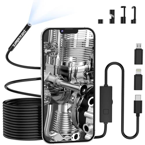 0.216 in Ultra-Thin Snake Inspection Borescope, Pancellent Type C Endoscope, Scope 1920P with 6 LED Lights for Android and iOS Smartphone, iPhone, iPad, Samsung (16.5FT) - Image 1