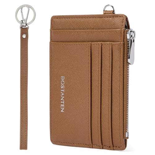 BOSTANTEN Small Wallet For Women RFID Leather Credit Card Holder Slim Wristlet Keychain Wallet With Zipper Pocket - Image 1