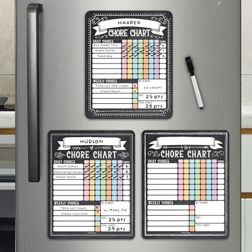 Hadley Designs Magnetic Chore Chart for Kids Multiple Kids – Dry Erase Chores Chart for Adults and Teens, Responsibility Task List for Family, Fridge Task Board Tracker at Home, Chalkboard Chore Board - Image 1