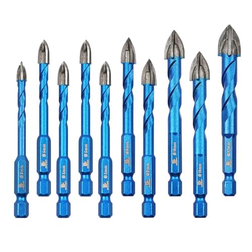 Masonry Drill Bit BRSCHNITT 10pcs Carbide Tips Concrete Drill Bit Set for Pots Bottles Ceramic Tile Glass Brick Ceramic Hex Shank