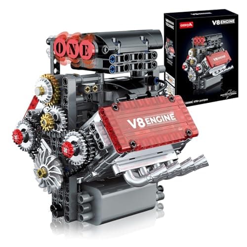 OCES V8 Engine Building Set — Mini V8 Engine Kits That Runs 478 PCS Working V8 Model Kit with Motor & Battery Box, Visible Pistons & Moving Crankshaft, STEM Engineering Project for Kids Teens Adults - Image 1