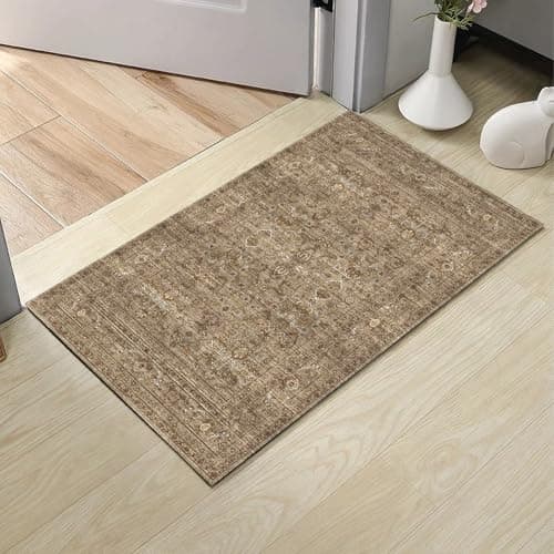HiChiclife Washable Doormat,Vintage Non-Slip Small Rug for Entrance,2'x 3' Brown - Image 1