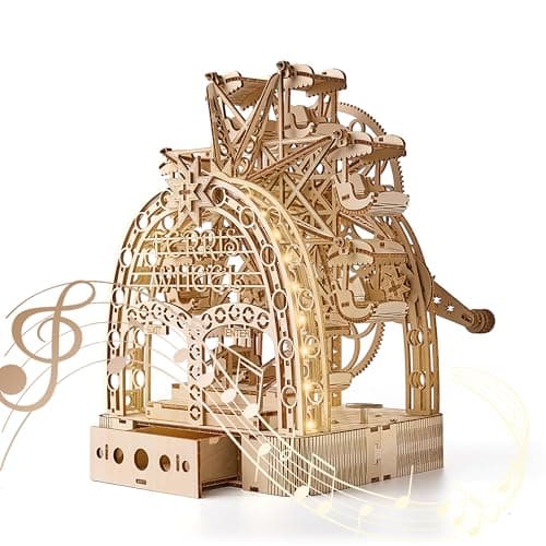 Uplike 3D Wooden Puzzles for Adults: 3D Puzzle Light-Up Ferris Wheel with Music Box - 222psc Wooden Puzzles Model Building Kits Fun Gifts for Adult with Storage Box - Hobbies for Men Women(Large) - Image 1