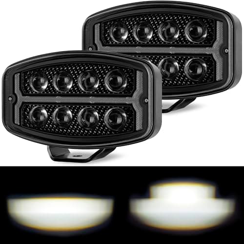 SUFEMOTEC 6x10 Inch 200W LED Headlights, Square Driving Light, 12V-48V, White, High Low Beam, Amber DRL, Aluminum, Truck Exterior Fog Lights - Image 1