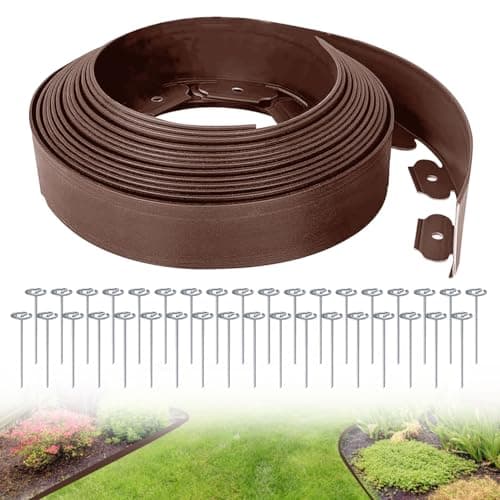 Landscape Edging Kit, 2in Tall Garden Edging Roll for Pathway, Yard, Flower Beds, Sidewalks (Brown, 100ft) - Image 1