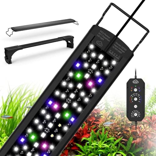 QZQ LED Aquarium Light, 24W Fish Tank Light with 24/7 Lighting Mode, Timer, DIY Mode, Adjustable Brightness, Full Spectrum Aquarium Plant Light with Extendable Brackets for 14-20 Inch Fish Tank - Image 1