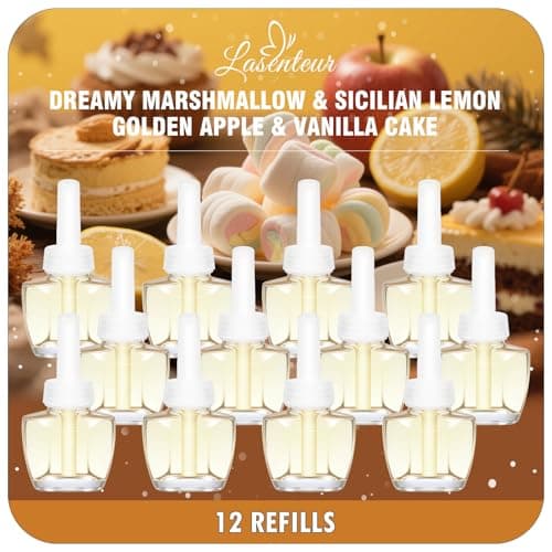 Plug-In Air Freshener Refills 12 Pack – Dreamy Marshmallow, Sicilian Lemon, Golden Apple & Vanilla Cake Scents for Bathroom, Home – Compatible with Air Wick & Glade, Not Include Glade Plus - Image 1