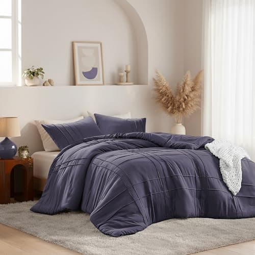 Regency Heights Queen Size Comforter Set Skipper Blue, 3 Pieces Bedding Set, Ultra Soft Prewashed Bed Set, Pinch Pleat All Seasons Lightweight Comforter and Shams - Image 1