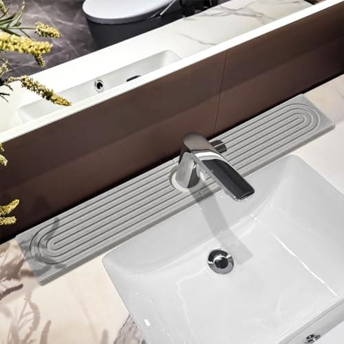 Faucet Mat For Kitchen Sink, 23.6"Diatomite Absorbent Faucet Mat, Sink Stone Quick Dry Around Faucet, Super Absorbent, Sink Splash Guard For Kitchen Counter (Light Gray) - Image 1