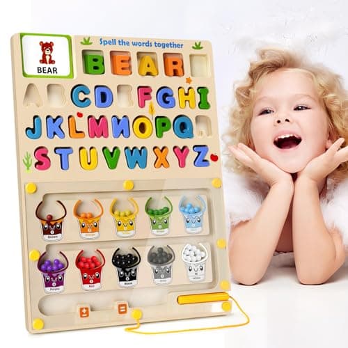 GAKICO Magnetic Color and Number Maze: 5-in-1 Montessori Toys for Toddlers 3 4 5 Years Old, Wooden Alphabet Maze Letter Puzzle Fine Motor Skills Sensory Toys, Christmas & Birthday Gift for Kids - Image 1