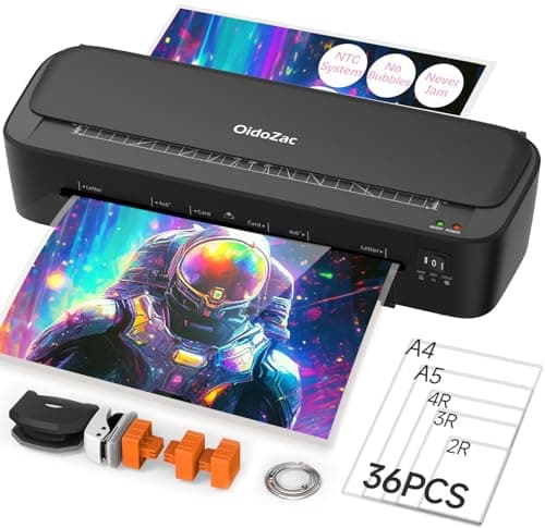 OidoZac Laminator Machine, 11 in 1 Laminating Never Jam Technology with 36 Laminating Sheets, 9 Inch Thermal Laminator A4 Laminating Machine Hot & Cold Mode for Home Office School Black - Image 1