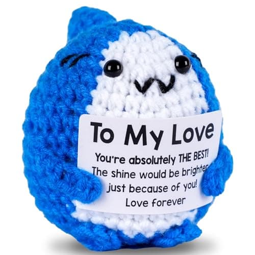 LLCJYYCY Handmade Crochet Shark Plush, Soft Knitted Stuffed Animal, Emotional Support Comfort Plushie Gift for Boyfriend Girlfriend Husband Wife - Image 1