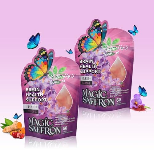 BUTTERFLY'S TEAR Saffron Gummies | 12-in-1 Daily Health Support | Mixed Berry Flavor | Mood, Gut & Metabolism, Mind & Body, Energy Support | 120 Gummies Dietary Supplement - Image 1